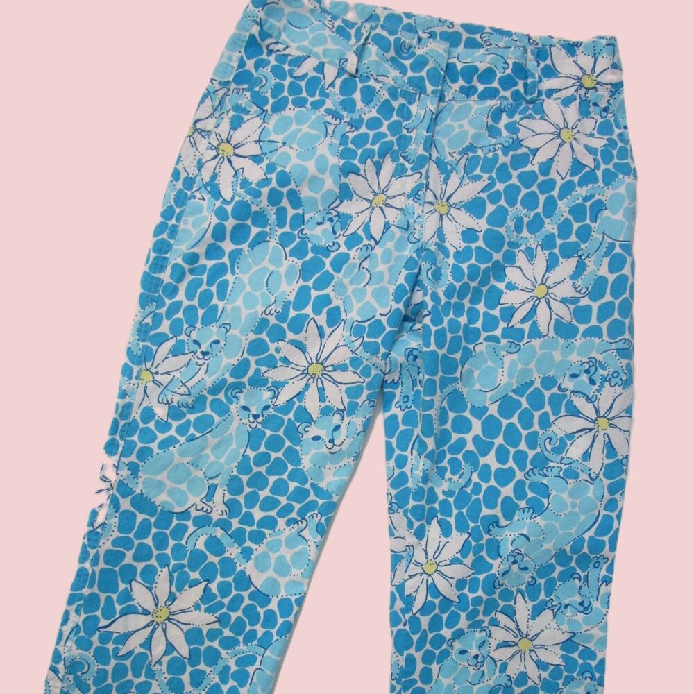 Lioness Leopard Ankle Crop Pant Blue Daisy Pockets